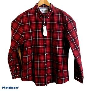 Original Penguin Mens S Nep Plaid Long Sleeve Button Up Shirt Rococco Red $89